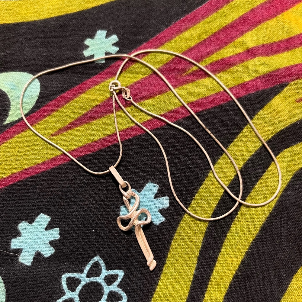 VTG Artisan Made Sterling Silver 925 Brutalist Cross Crucifix Necklace - Picture 6 of 6